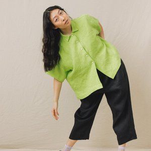 Nettle Studios Mid Taper Pant in Black Linen NWT